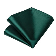 Green Solid Men's Tie Handkerchief Cufflinks Clip Set