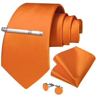 solid mens silk orange tie for men