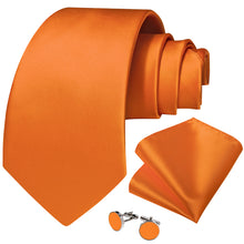 Orange Solid Men's Tie Pocket Square Handkerchief Set