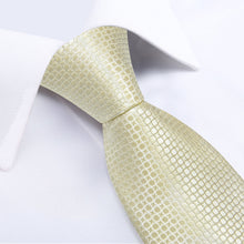 Champagne Yellow Polka Dot Men's Tie Handkerchief Cufflinks Clip Set