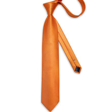 Orange Red Solid Men's Tie Handkerchief Cufflinks Clip Set