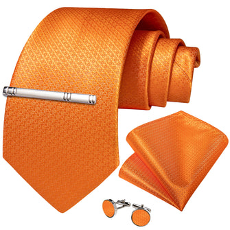 wedding orange polka dot tie hanky cufflinks set with mens tie ring