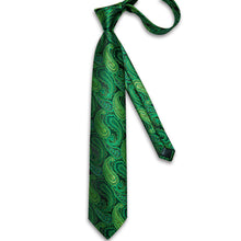 Green Paisley Men's Tie Pocket Square Handkerchief Set