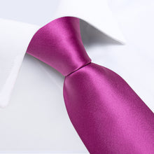 Rose Pink Solid Men's Tie Handkerchief Cufflinks Clip Set