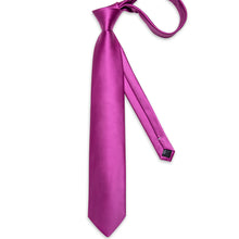 Rose Pink Solid Men's Tie Handkerchief Cufflinks Clip Set