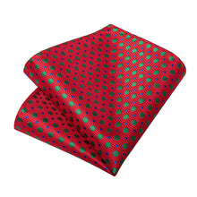 Red Blue Green Polka Dot Men's Tie Pocket Square Handkerchief Set