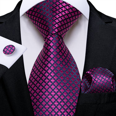 Purple Striped Men's Tie Pocket Square Handkerchief Set