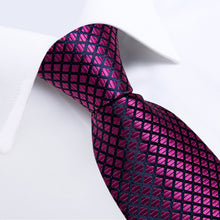 Rose Pink Purple Striped Men's Tie Handkerchief Cufflinks Clip Set