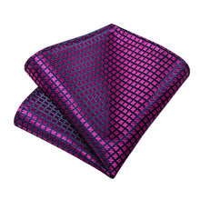 Rose Pink Purple Striped Men's Tie Handkerchief Cufflinks Clip Set