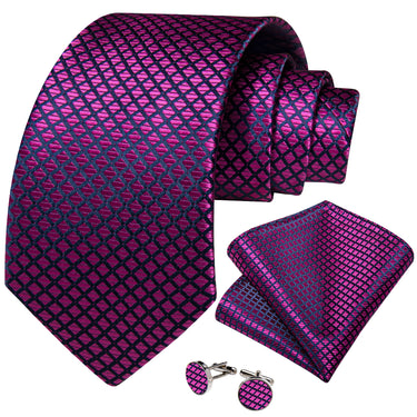 Purple Striped Men's Tie Pocket Square Handkerchief Set