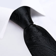 Black Floral Men's Tie Pocket Square Handkerchief Set