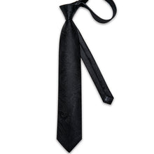 Black Floral Men's Tie Pocket Square Handkerchief Set