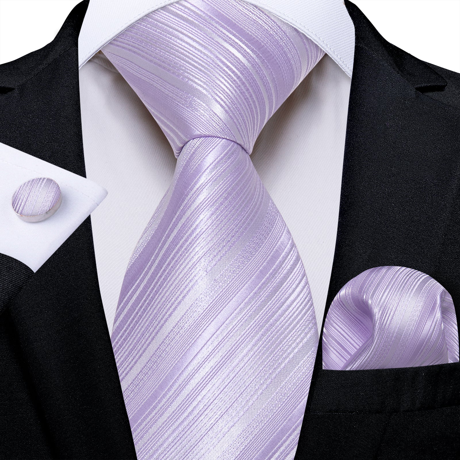  Purple Tie Periwinkle Striped Men's Silk Tie