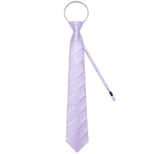 Lavender Purple Striped Easy-pull Silk Mens Dress Tie Set