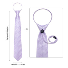 Lavender Purple Striped Easy-pull Silk Mens Dress Tie Set