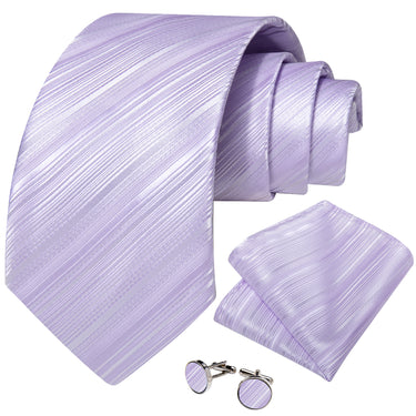 Rose Pink Striped Men's Tie Pocket Square Handkerchief Set