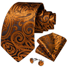 Golden Floral Men's Tie Pocket Square Handkerchief Set