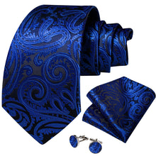 Blue Paisley Men's Tie Pocket Square Handkerchief Set