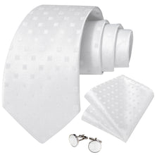 White Plaid Men's Tie Pocket Square Handkerchief Set