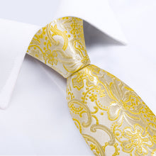 Yellow Floral Men's Tie Pocket Square Handkerchief Set