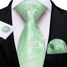 Mint Green Floral Men's Tie Pocket Square Handkerchief Set