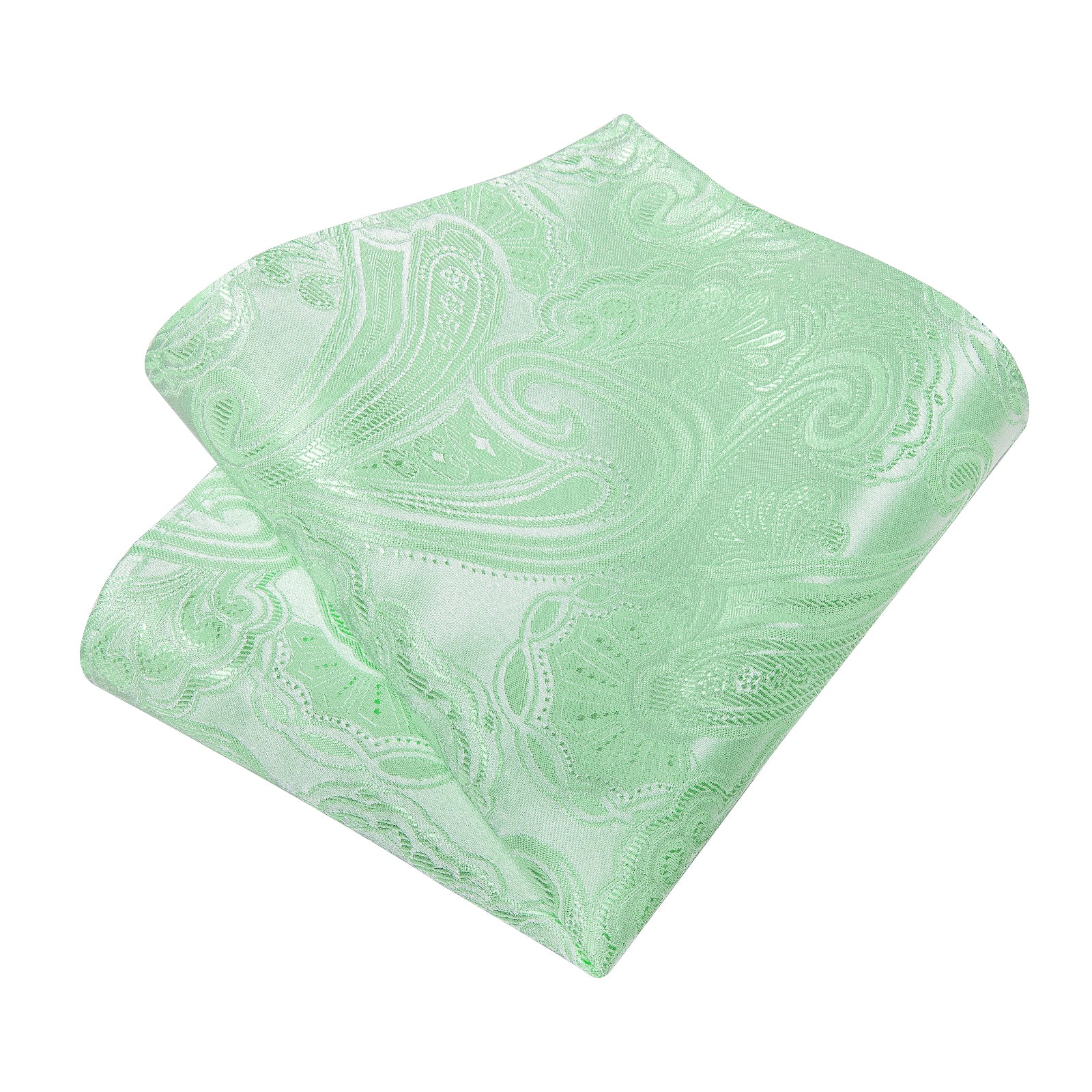 Mint Green Floral Men's Tie Handkerchief Cufflinks Clip Set