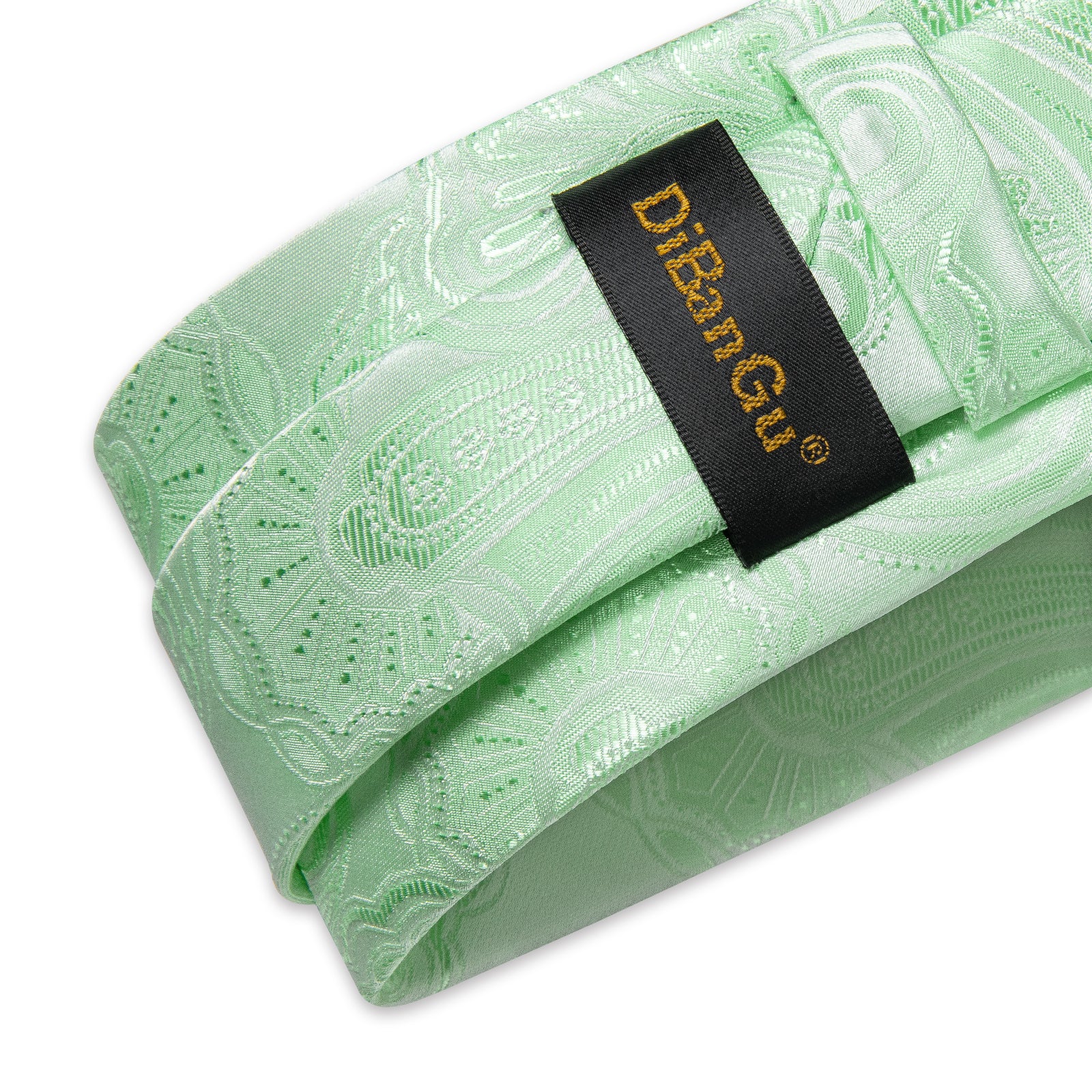 Mint Green Floral Men's Tie Handkerchief Cufflinks Clip Set