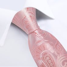 Pink Floral Men's Tie Pocket Square Handkerchief Set