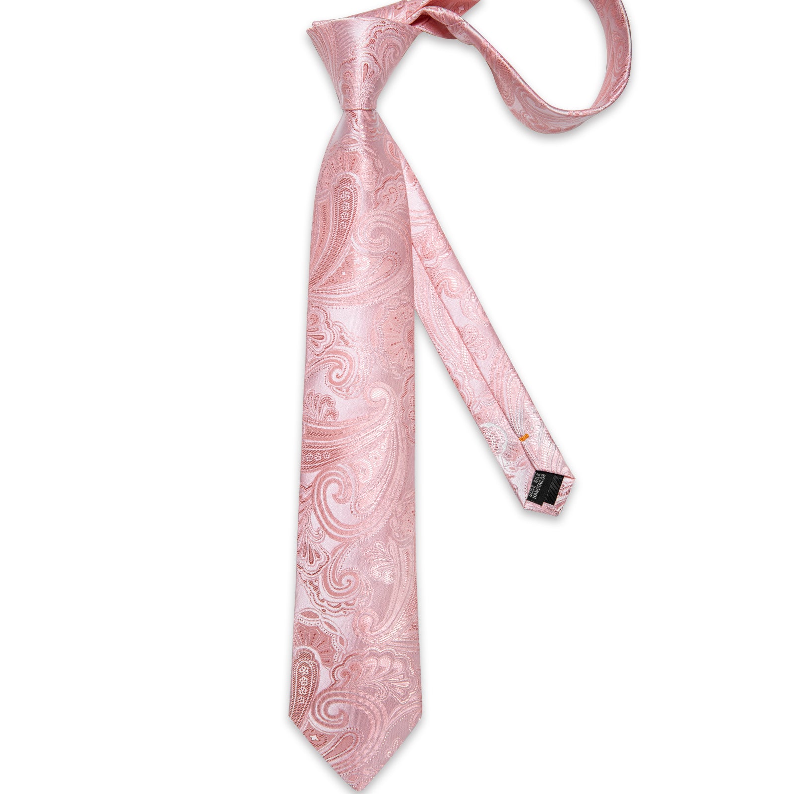 Pink Floral Men's Tie Handkerchief Cufflinks Clip Set