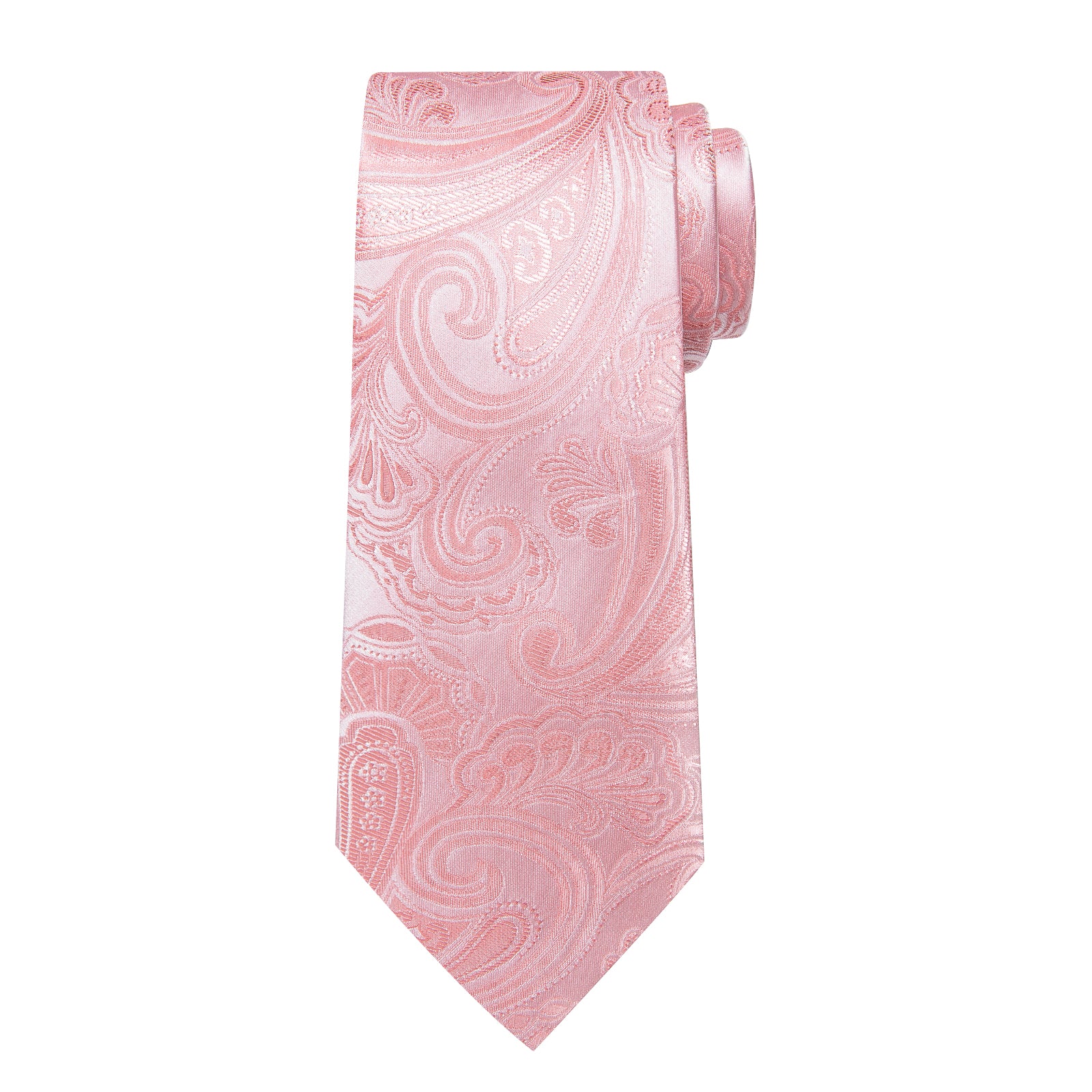 Pink Floral Men's Tie Handkerchief Cufflinks Clip Set