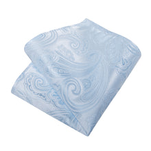 Blue White Floral Men's Tie Pocket Square Handkerchief Set