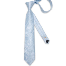 Blue White Floral Men's Tie Pocket Square Handkerchief Set
