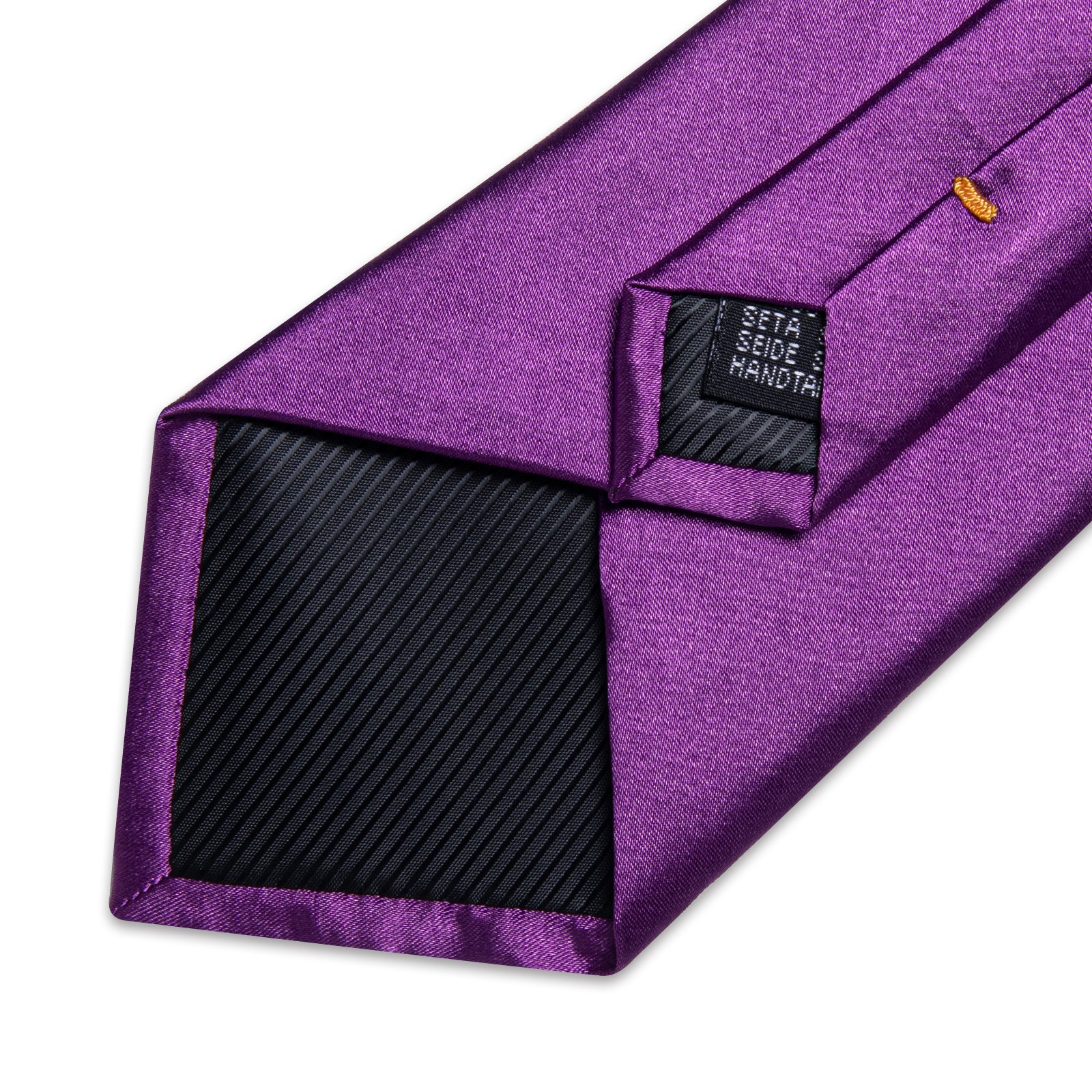 Purple Solid Men's Tie Pocket Square Handkerchief Clip Set