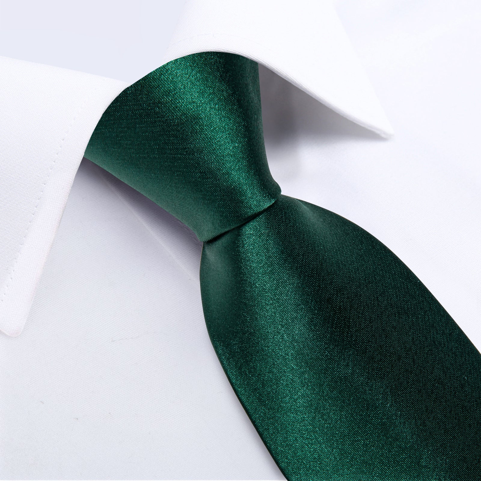 Green Solid Men's Tie Pocket Square Handkerchief Clip Set