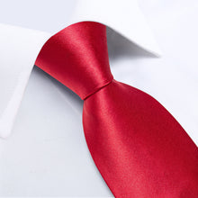 Red Solid Men's Tie Pocket Square Handkerchief Clip Set