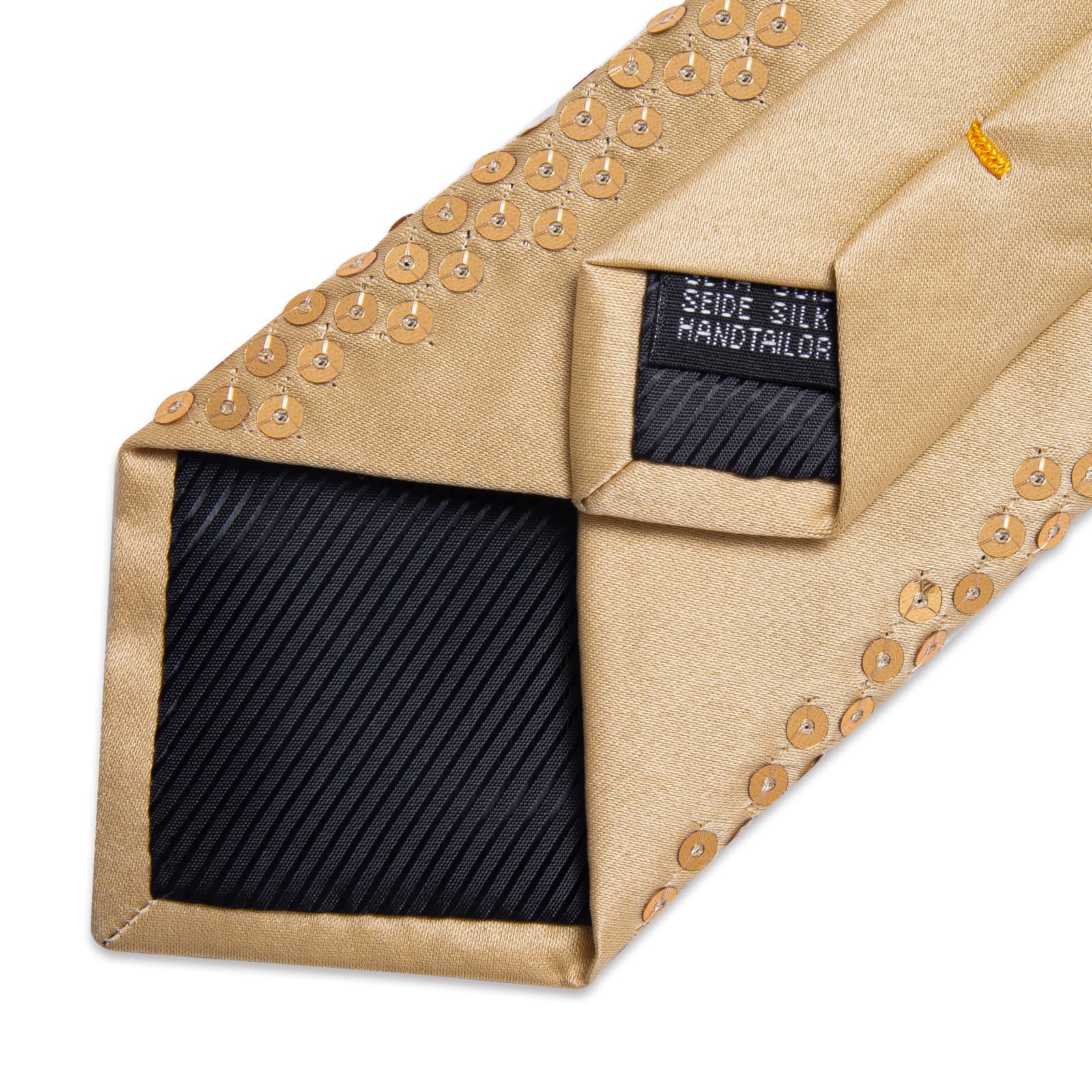 tie price cheap high quality silk light brown solid party sequin ties handkerchief set