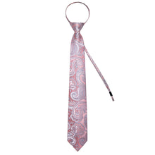 New Pink Floral Silk Pre-tied Tie Pocket Square Cufflinks Set