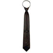 New Black Golden Stripe Silk Pre-tied Tie Pocket Square Cufflinks Set