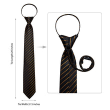 Black Golden Stripe Silk Pre-tied Tie Pocket Square Cufflinks Set