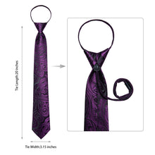 Purple Floral Silk Pre-tied Tie Pocket Square Cufflinks Set