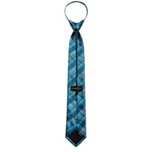 Blue Black Stripe Silk Pre-tied Tie Pocket Square Cufflinks Set