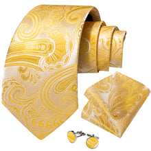 Yellow Floral Men's Tie Pocket Square Handkerchief Set