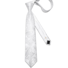 White Floral Men's Tie Pocket Square Handkerchief Set