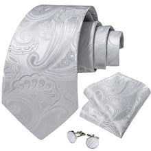 Grey Floral Men's Tie Pocket Square Handkerchief Set