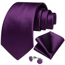 Purple Solid Men's Tie Pocket Square Handkerchief Set