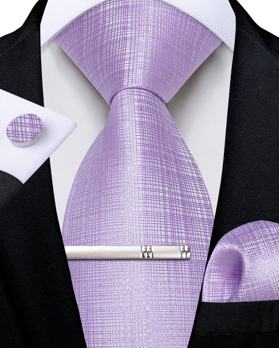 Plaid Tie Thistle Purple Men's Silk Tie
