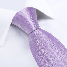 Pink Striped Men's Tie Handkerchief Cufflinks Clip Set