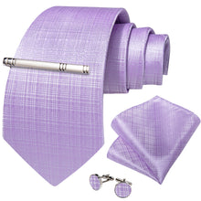 Pink Striped Men's Tie Handkerchief Cufflinks Clip Set