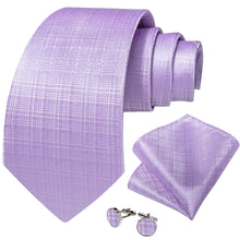 Purple Striped Solid Men's Tie Pocket Square Handkerchief Set