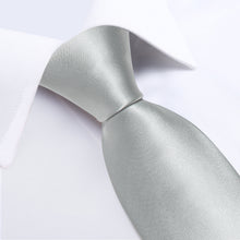 Silver Grey Solid Men's Tie Pocket Square Handkerchief Set